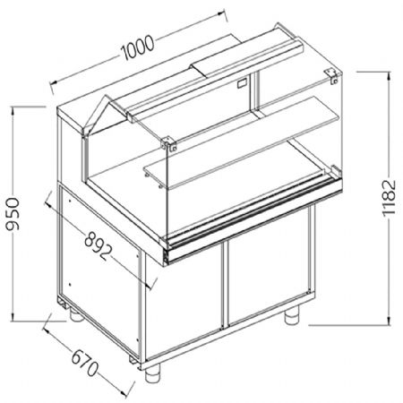 Comptoir vitrine chauffante 