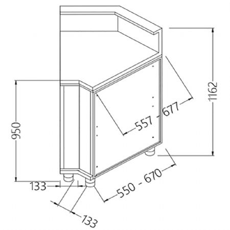 Comptoirs de bar neutres avec prdisposition pour tablette service 45 (ferm)