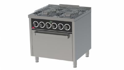 Fourneau professionnel  gaz sur four lectrique gn 2/1 avec 4 brleurs 2x7,5 + 2x5,5 kW - 800x750x880 mm