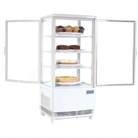 Vitrine rfrigre blanche portes incurves 4 faces vitres 86 litres - 425x429x980 mm