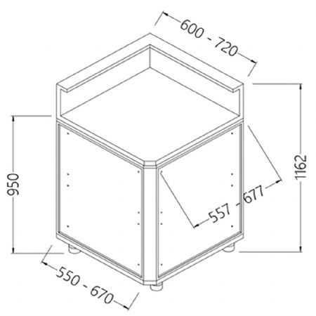 Comptoirs de bar neutres avec prdisposition pour tablette service 90 (ferm)