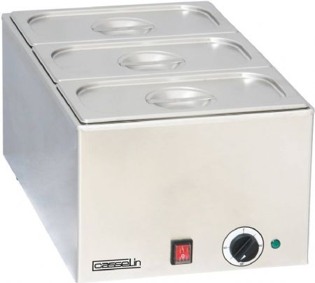 Bain-marie de table inox avec 3 x GN 1/3 - 338x540x248 mm