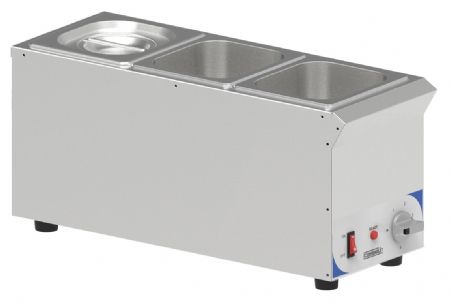 Bain-marie  sauce de table inox 3 x GN 1/6 compact - 208x555x255 mm