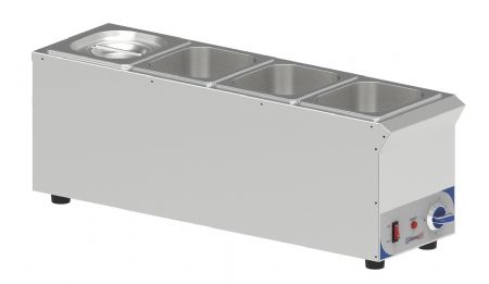 Bain-marie  sauce de table inox 4 x GN 1/6 compact - 208x720x255 mm