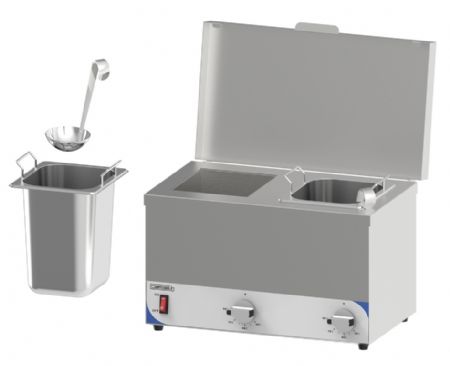 Bain-marie  sauce de table inox compact 2 cuves - 412x280x278 mm