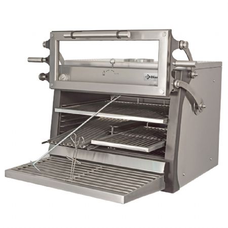 Four-BBQ  charbon GN 1/1+ GN2/4 (75 Kg/h) - Porte relevable/Inox