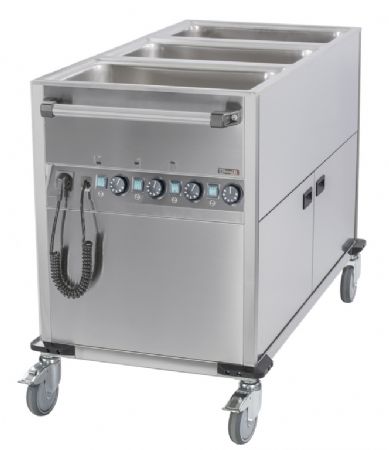 Chariot bain-marie  eau 3xGN 1/1 avec soubassement chauffant vertical - 700x1 250x900 mm