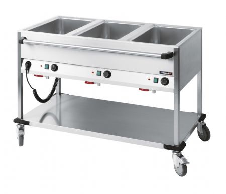 Chariot bain-marie  eau 3 x GN 1/1 - 700x1250x900 mm