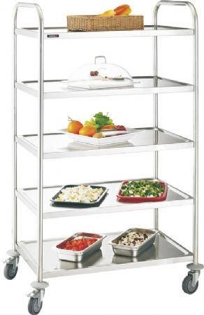 Chariot inox avec 5 plateaux - 845x528x1550 mm