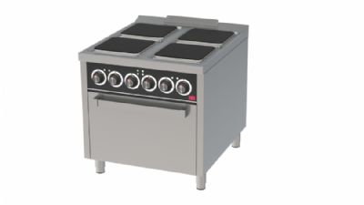 Fourneau professionnel lectrique sur four lectrique gn 2/1 avec 4 plaques 4 kW - 800x930x880 mm