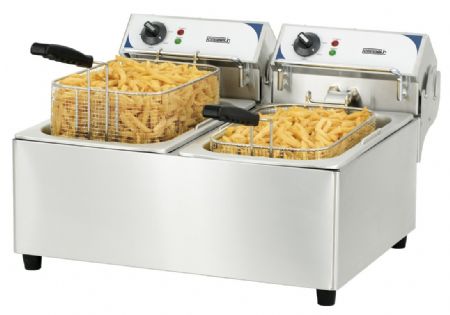 Friteuse  poser lectrique professionnelle inox 2x10 litres - 585x570x375 mm