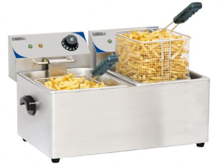 Friteuse  poser lectrique professionnelle inox 2x4 litres - 435x400x315 mm