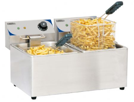 Friteuse  poser lectrique professionnelle inox 2x8 litres - 550x430x340 mm