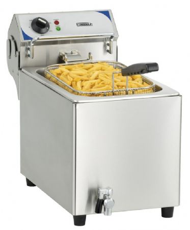 Friteuse  poser lectrique professionnelle inox avec vanne de vidange 10 litres - 285x745x456 mm