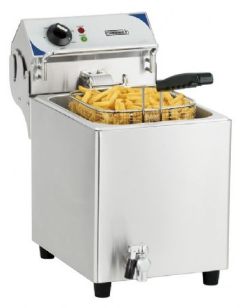 Friteuse  poser lectrique professionnelle inox avec vanne de vidange 7 litres - 280x683x456 mm