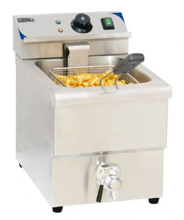 Friteuse  poser lectrique professionnelle inox avec vanne de vidange 8 litres - 290x550x410 mm