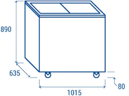 Conglateur coffre blanc 2 vitres coulissantes 300L - 1015x635x890 mm