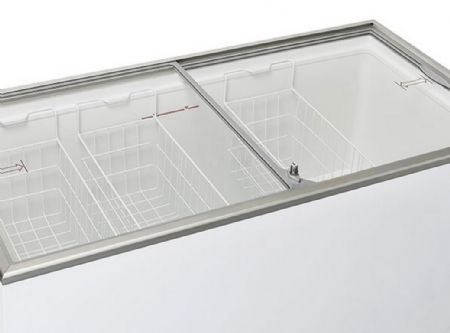 Conglateur coffre blanc 2 vitres coulissantes 400L - 1305x635x890 mm