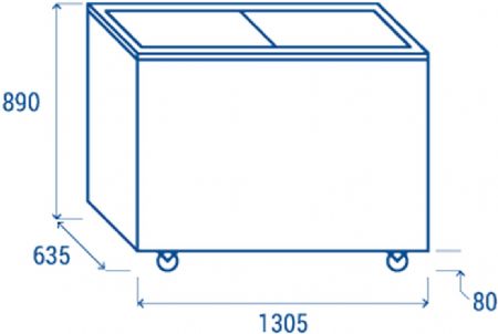 Conglateur coffre blanc 2 vitres coulissantes 400L - 1305x635x890 mm