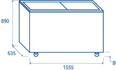 Conglateur coffre blanc 2 vitres coulissantes 500L - 1555x635x890 mm