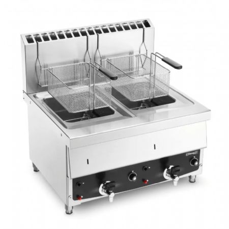 Friteuse professionnelle au gaz en inox 2x10 litres - 700x600x650 mm