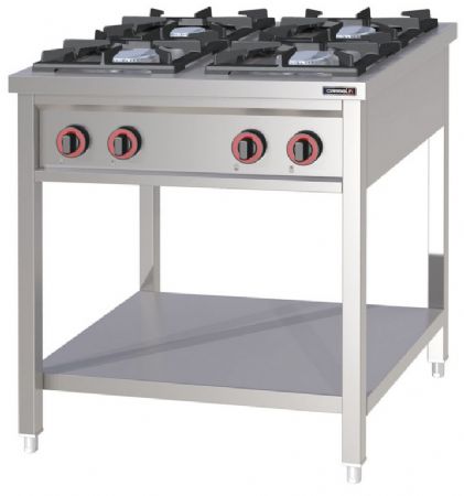 Fourneau  gaz inox avec 4 feux - 800x700x900 mm