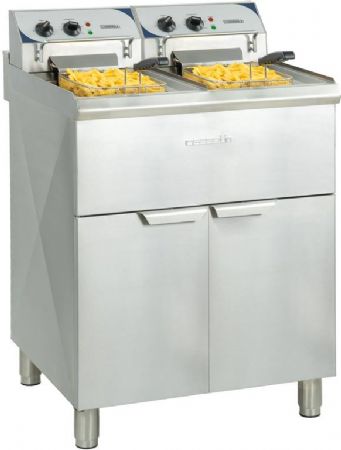 Friteuse lectrique professionnelle inox sur pieds 2x10 litres haut rendement - 660x700 x1080 mm