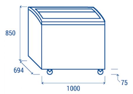 Conglateur coffre 300 l avec couvercle suprieur vitr coulissant - 990x705x875 mm