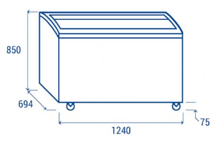 Conglateur coffre 370 l avec couvercle suprieur vitr coulissant - 1240x694x850 mm