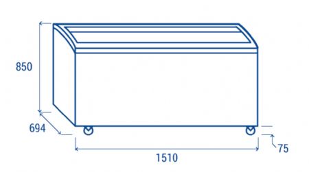 Conglateur coffre 475 l avec couvercle suprieur vitr coulissant - 1510x694x850 mm