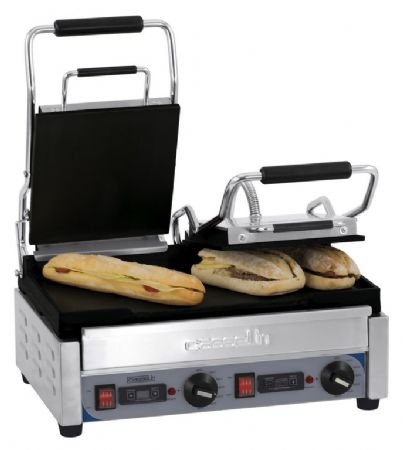 Grill Panini inox double premium lisse/lisse avec minuteur - 490x520x265 mm