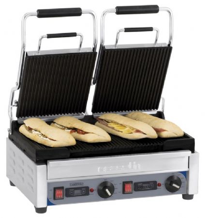 Grill Panini inox double premium rainure/rainure avec minuteur - 490x520x265 mm