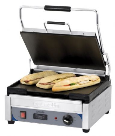 Grill Panini inox grand premium lisse/lisse avec minuteur - 415x500x265 mm