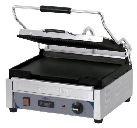 Grill Panini inox grand premium rainure/lisse avec minuteur - 415x500x265 mm