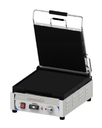 Grill Panini inox XL premium rainure/lisse avec minuteur - 400x580x265 mm