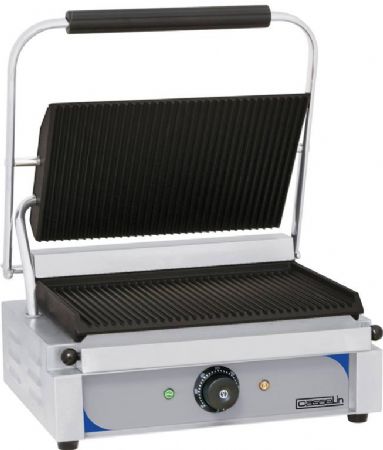 Grill Panini inox plaques rainure/rainure - 410x370x200 mm