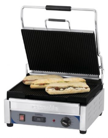 Grill Panini inox grand premium rainure/rainure avec minuteur - 415x500x265 mm