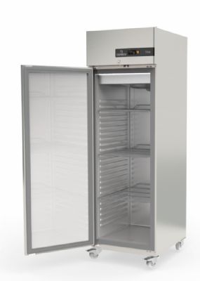 Armoire positive inox mobile GN2/1 avec 3 tagres et 1 porte pleine isolation 60 mm - 645 litres