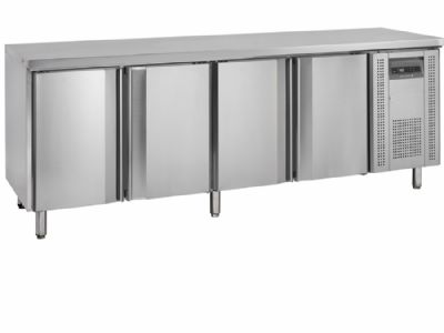Table rfrigre positive comptoir GN 1/1 inox avec 4 portes pleines sans dosseret - 2230 x 700 x 880 mm