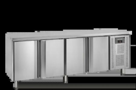 Table rfrigre de comptoir professionnelle en inox avec 4 portes GN 1/1 - 2230x700x860 mm