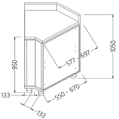 Angle arrire neutre - ferm 45, avec dosseret