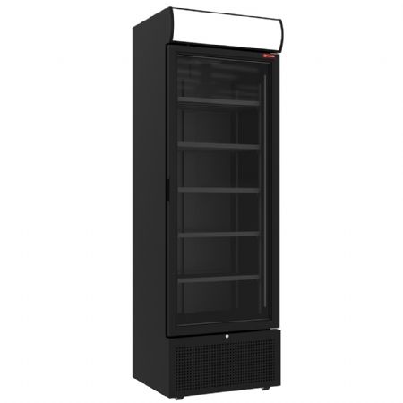 Vitrine positive 494 litres noire avec caisson lumineux