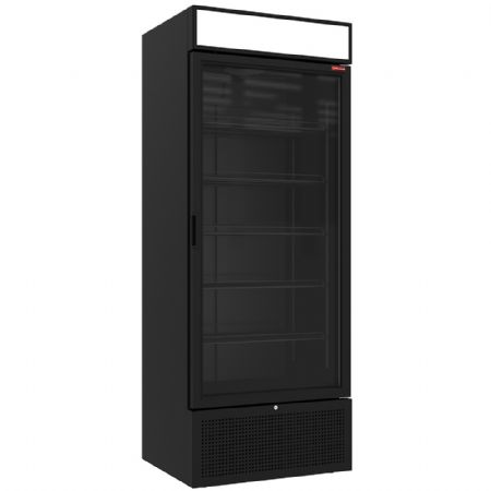 Vitrine positive 715 litres noire avec caisson lumineux