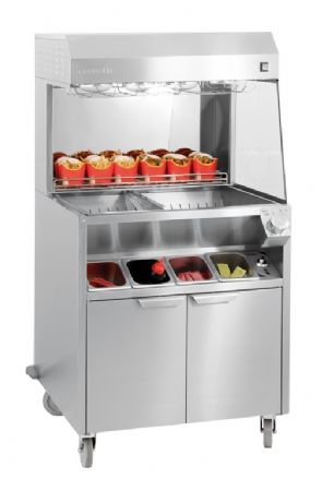 Poste de salage inox double chauffe avec 4 bacs gastronormes 1/6