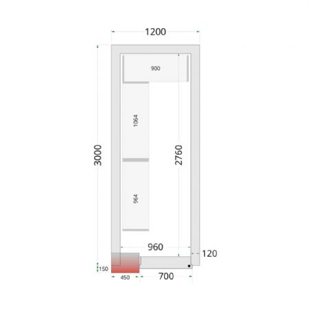 Chambre froide  monter isolation 120 mm sans groupe - 1200x3000x2200 mm