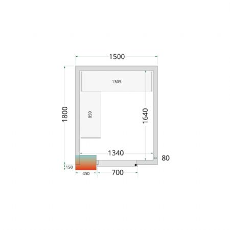 Chambre froide  monter isolation 80 mm sans groupe - 1500x1800x2200 mm