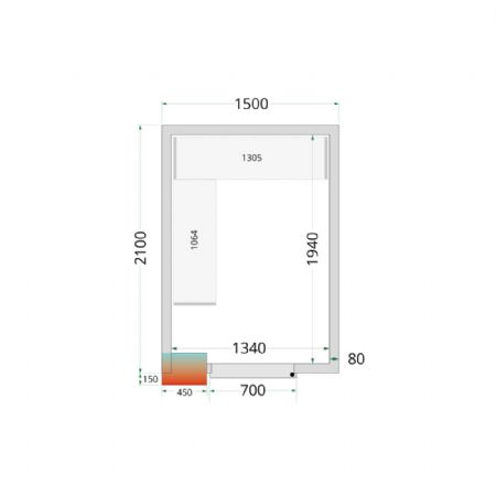 Panneaux de chambre froide 150x210x212 80 mm d epaisseur sans sol