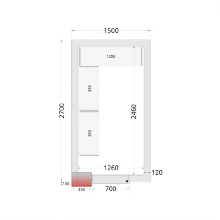 Chambre froide  monter isolation 120 mm sans groupe - 1500x2700x2200 mm