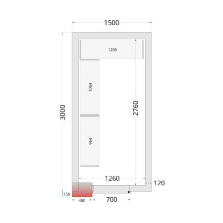 Chambre froide  monter isolation 120 mm sans groupe - 1500x3000x2200 mm