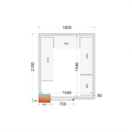 Panneaux de chambre froide 180x210x212 80 mm d epaisseur sans sol